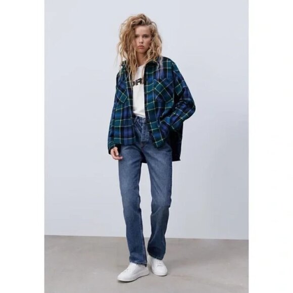 NWT Zara Oversized Plaid Overshirt Shacket Size XS - Picture 5 of 16
